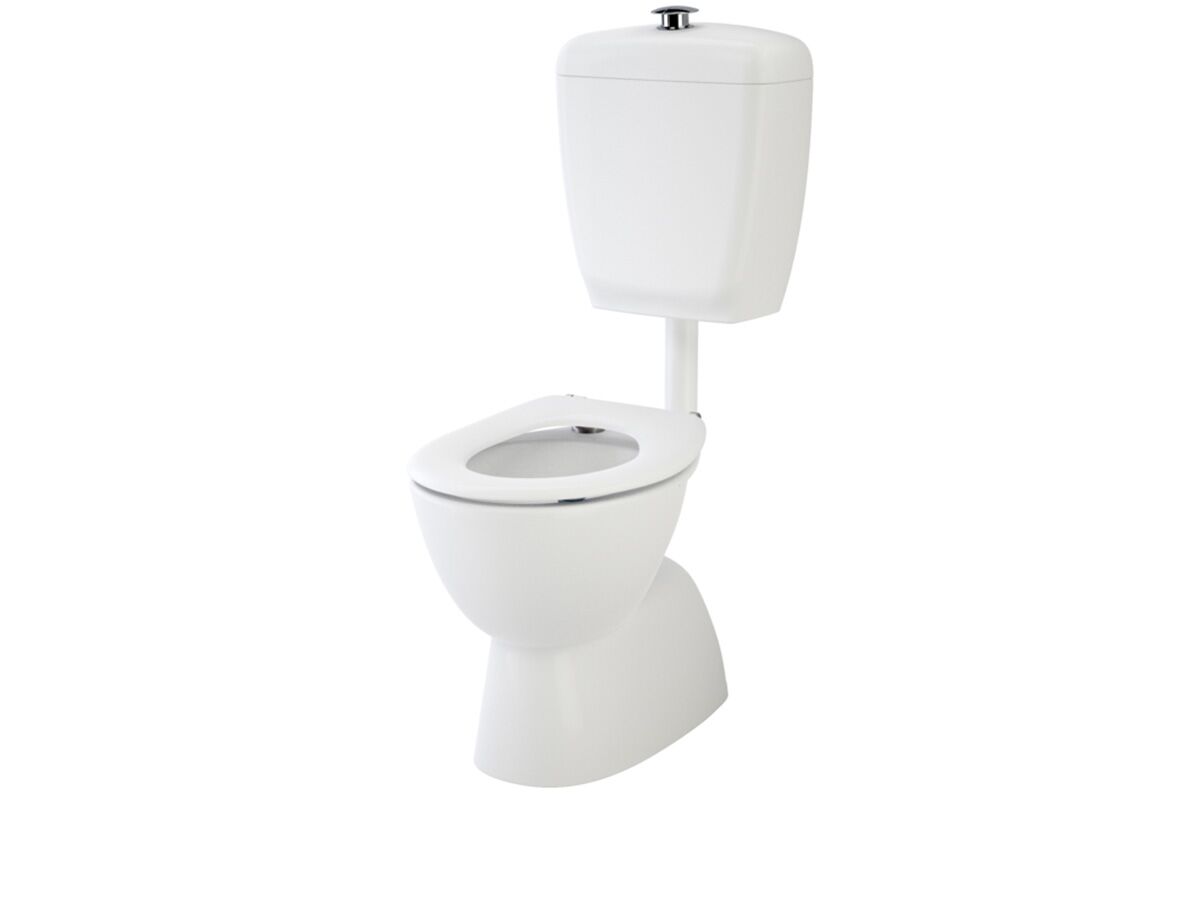 Caroma Care 400 Connector S Trap Bottom Inlet Toilet Suite Metal Raised Height Buttons Caravelle