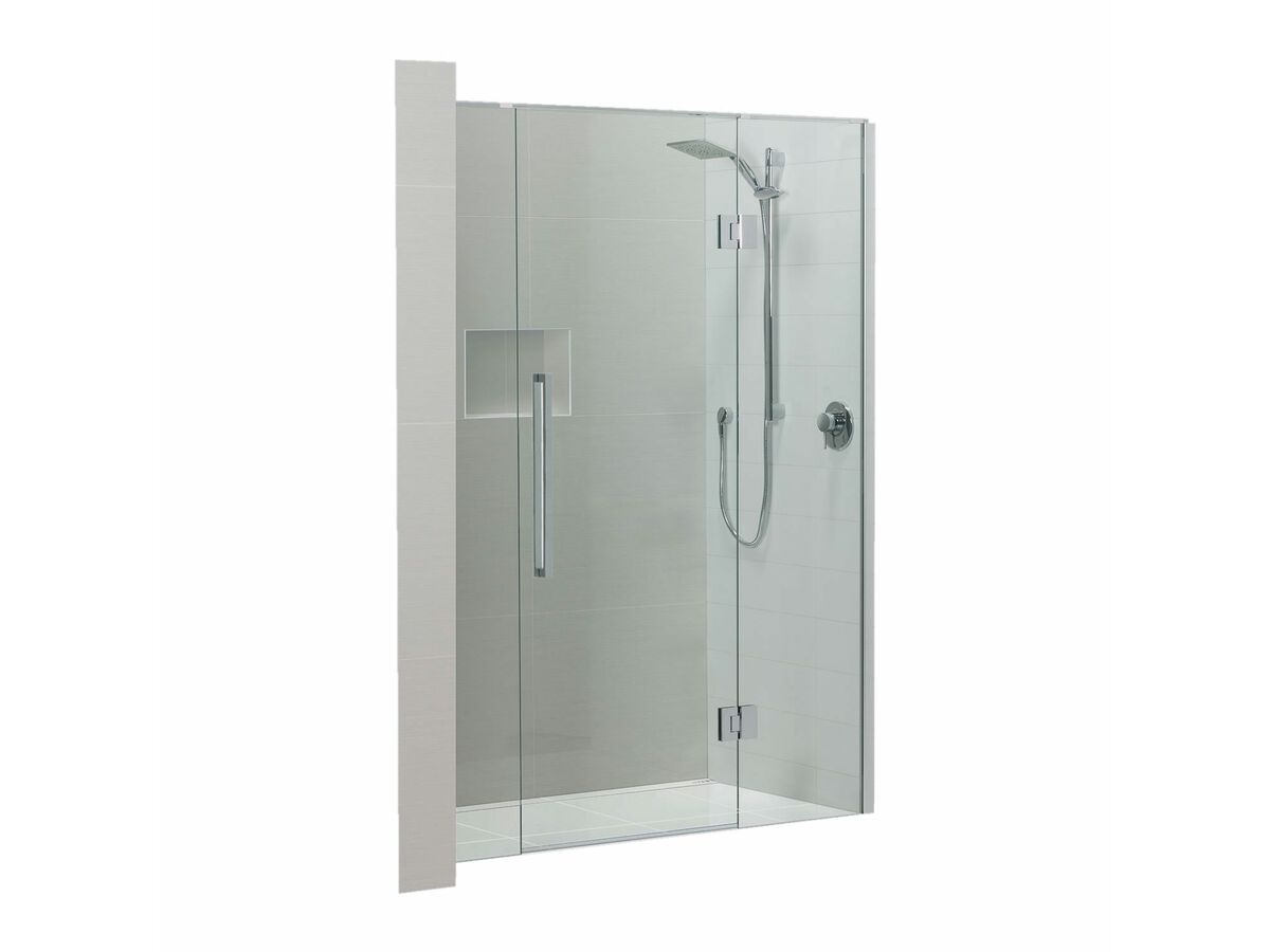 Glacier 3 Sided 1500 x 900 Alcove Shower Tray & Hinged Screen from Reece