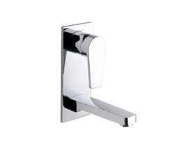 Yeva Wall Basin Mixer Set with 150mm Outlet Vertical Plate Chrome (6 Star)