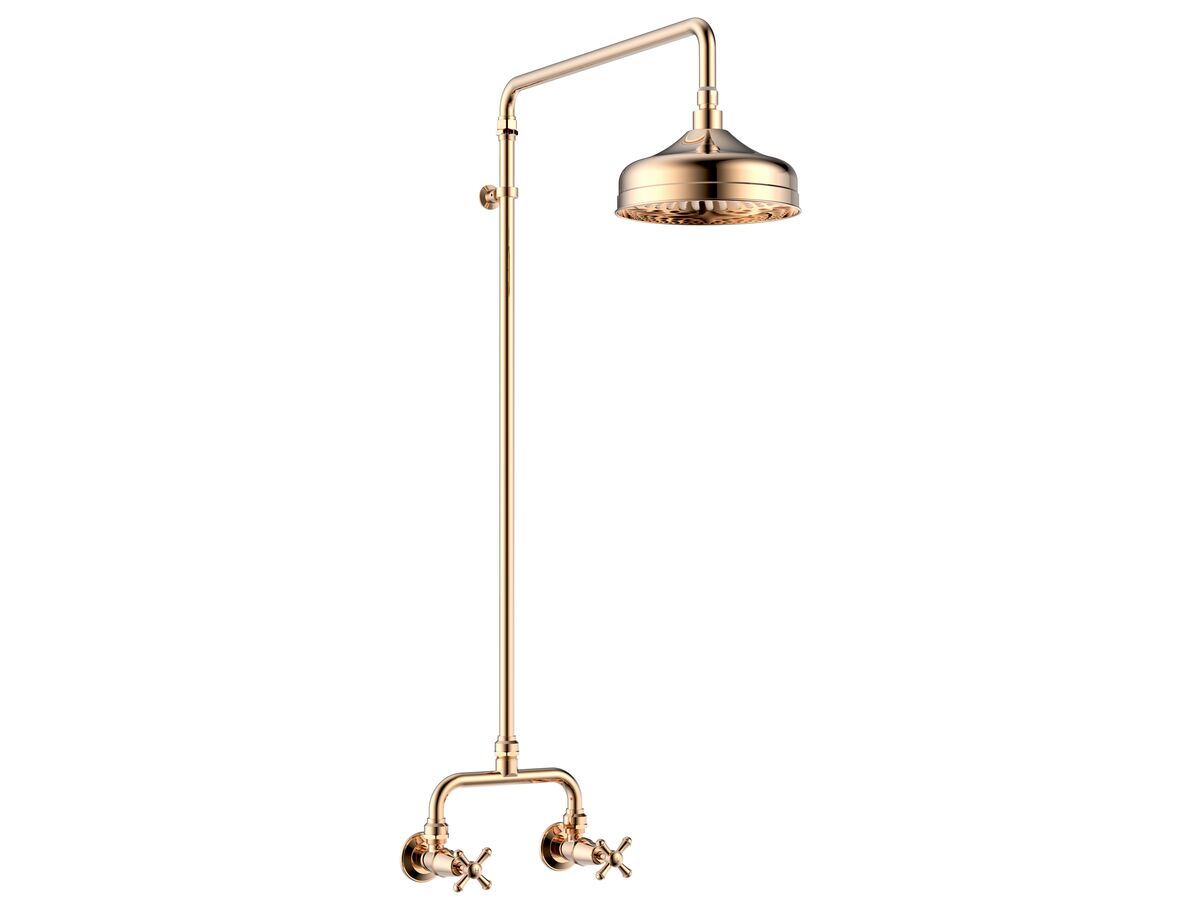 Posh Canterbury Exposed Shower Set Cross Handles Brass Gold (3 Star