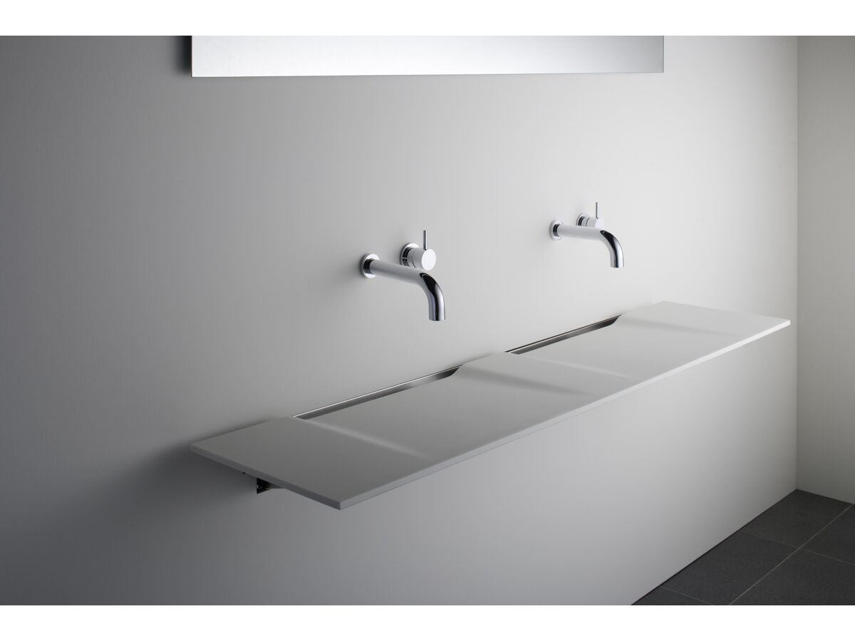 Linea Double Washplane Solid Surface White