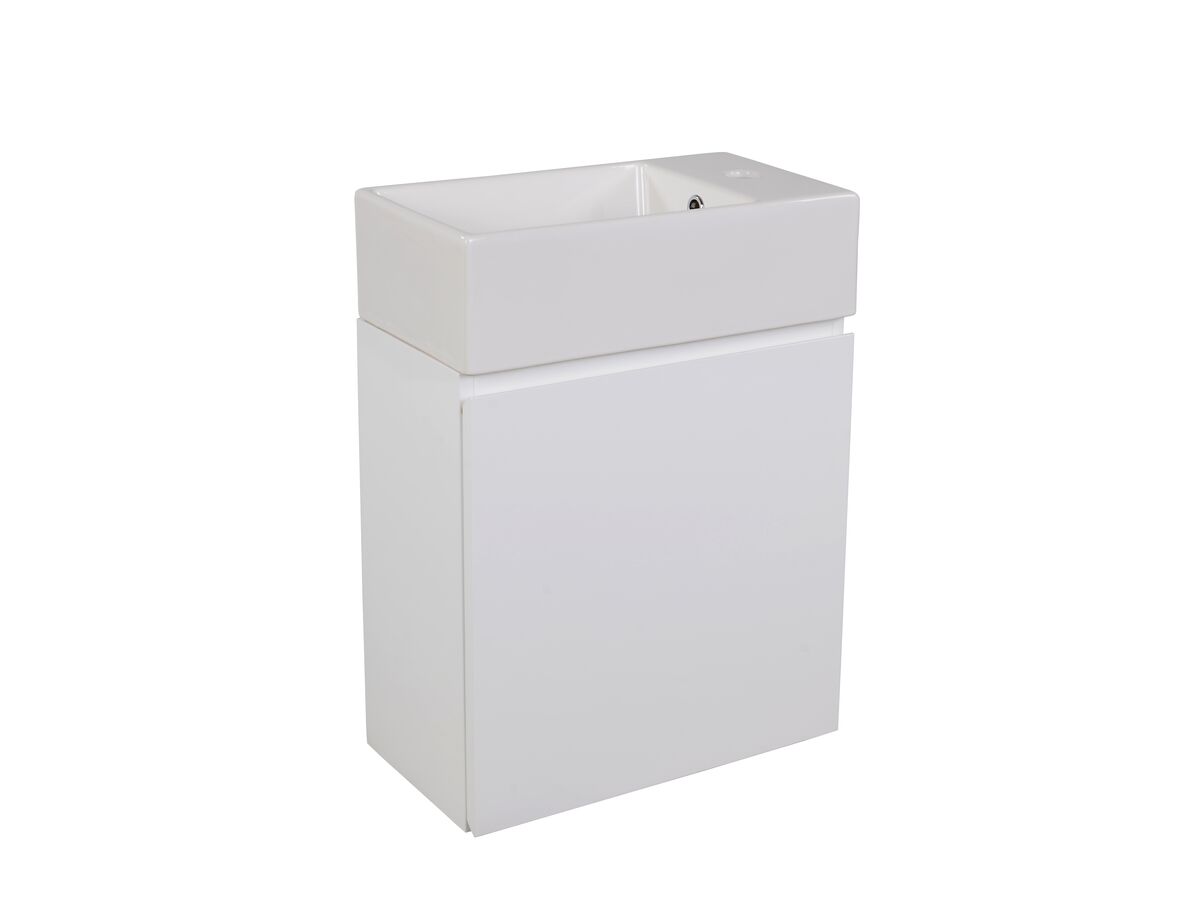 Posh Dominique Powder Room Vanity Unit Wall Hung Right Hand Basin 1 Taphole White
