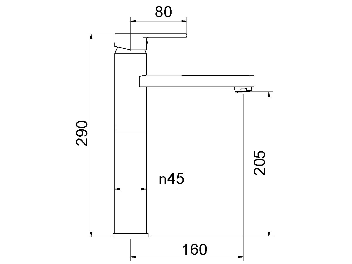 Ram Tapware Yeva Tall Basin Mixer Tap with Extended Outlet 160mm Chrome