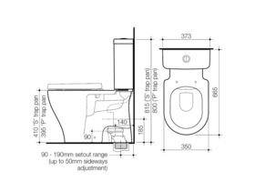 Caroma Luna Cleanflush Close Coupled P Trap Bottom Inlet Toilet Suite White (4 Star)
