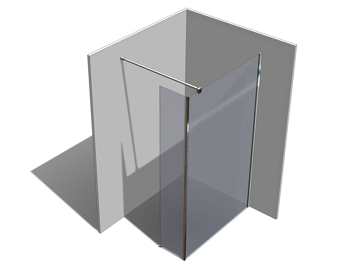 Kado Lux Fixed Shower Screen Panel with Side Panel and Wall Support