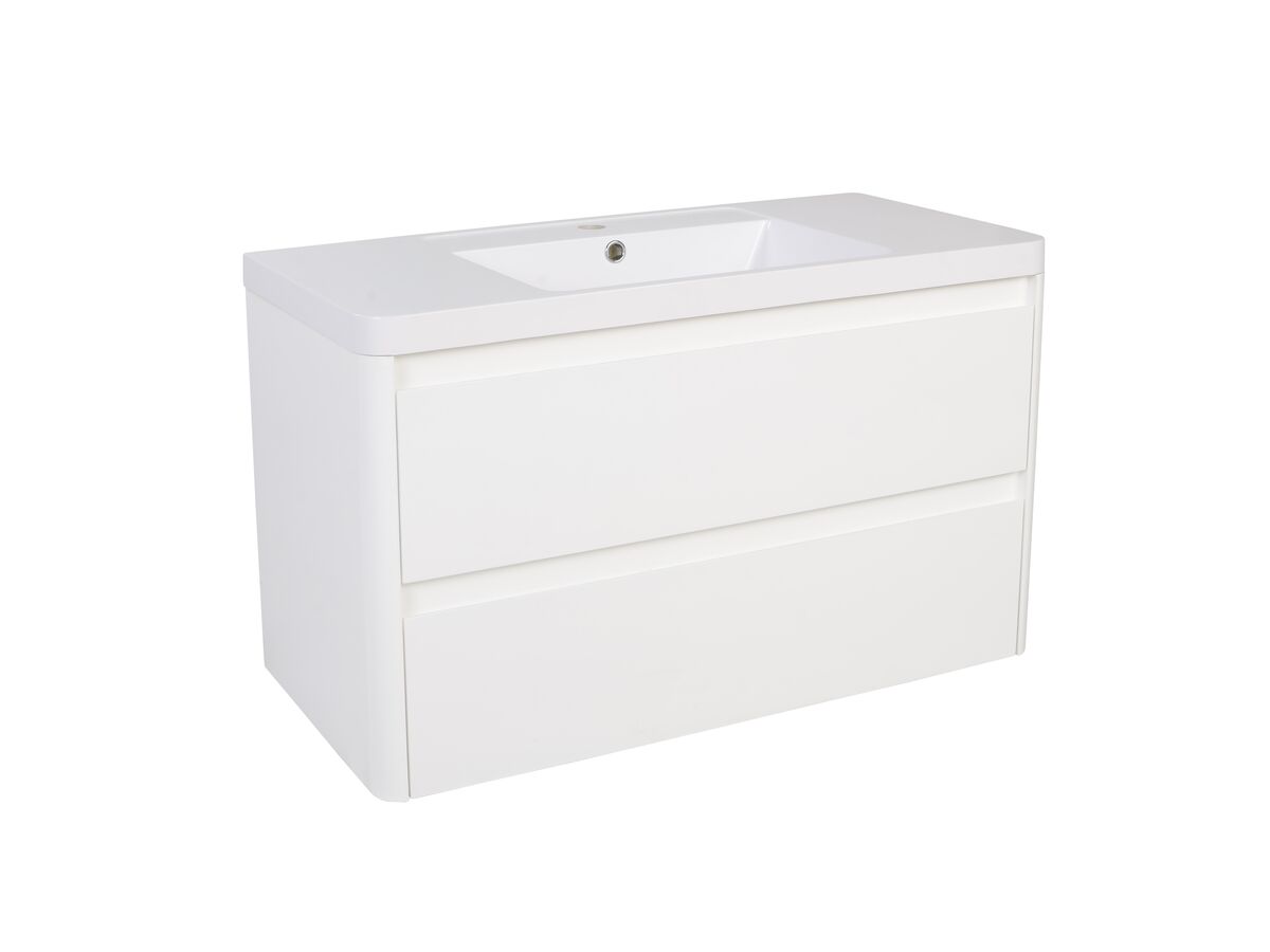 Posh Solus 900mm Wall Hung Vanity Unit 2 Drawer 1 Taphole with Overflow