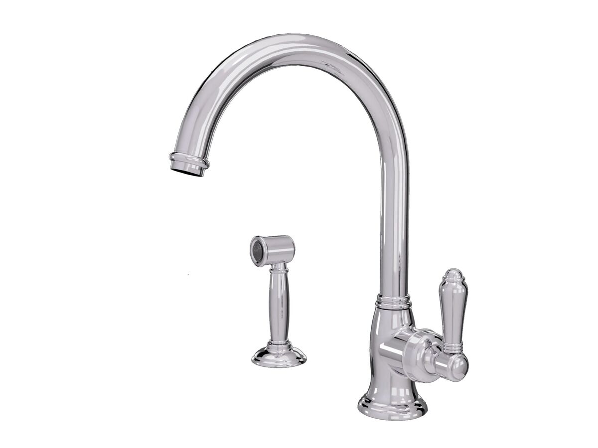Nicolazzi Adore Gooseneck Sink Mixer Tap with Pull Out Spray Chrome (4