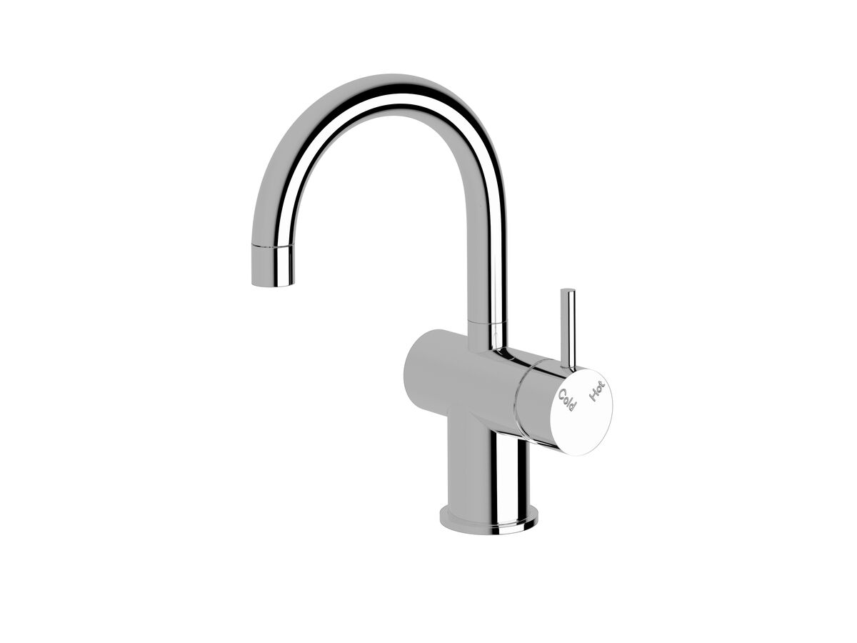 Scala Basin / Sink Mixer Small Curved Spout Left Hand Chrome (4 Star)