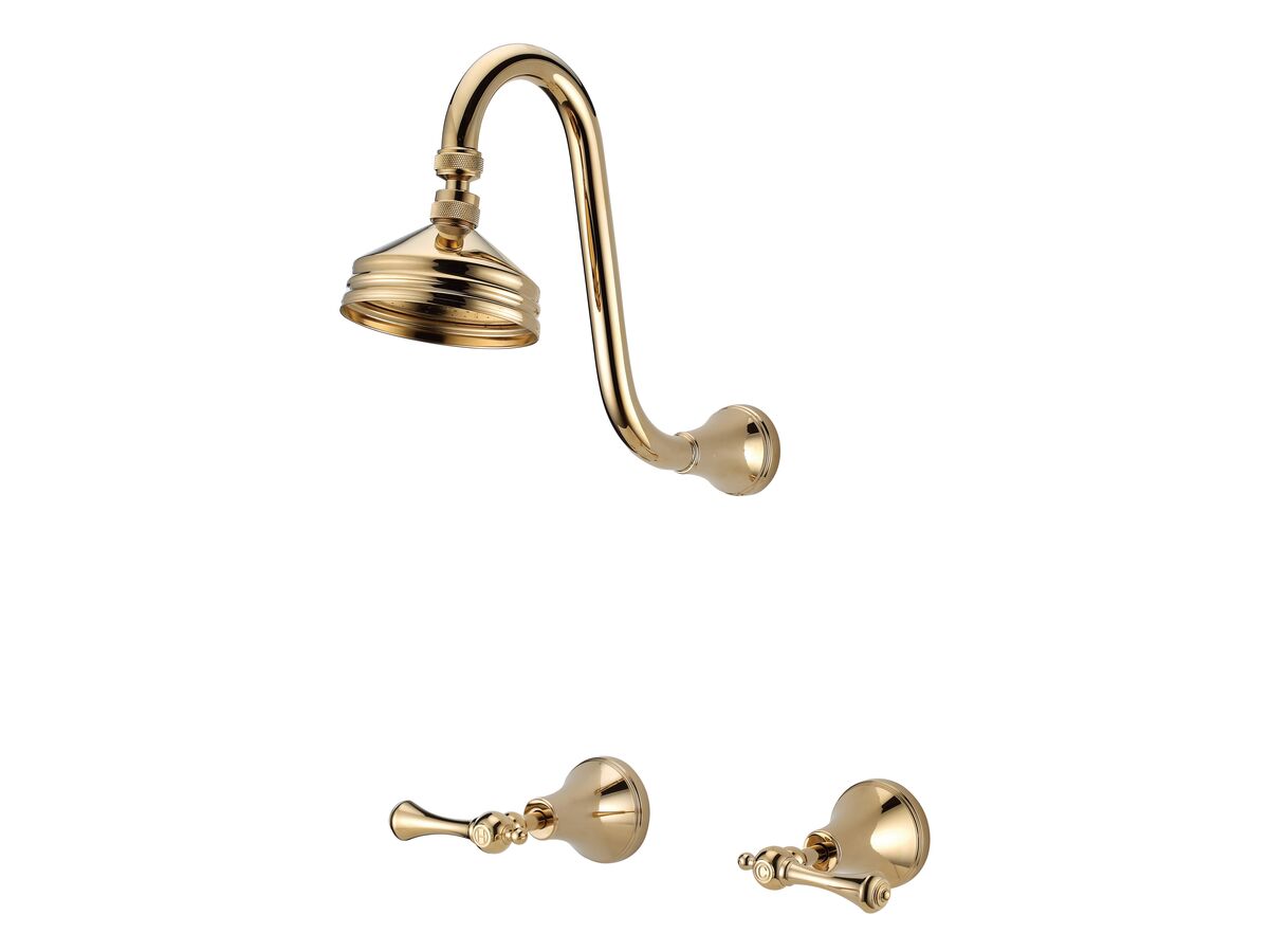 Kado Classic Gooseneck Shower Set Lever Brass Gold (3 Star)