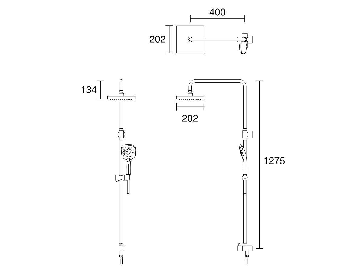 American Standard Twin Shower Square with Top Rail Water Inlet 3