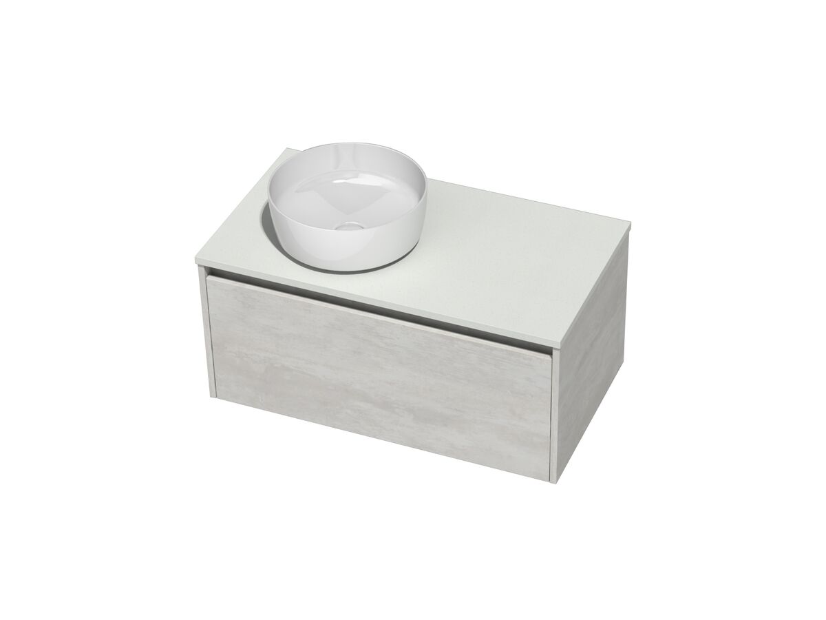 Kayla Wall Hung Vanity Unit 900 I Drawer Cherry Pie Left Hand Round Basin Woodgrain