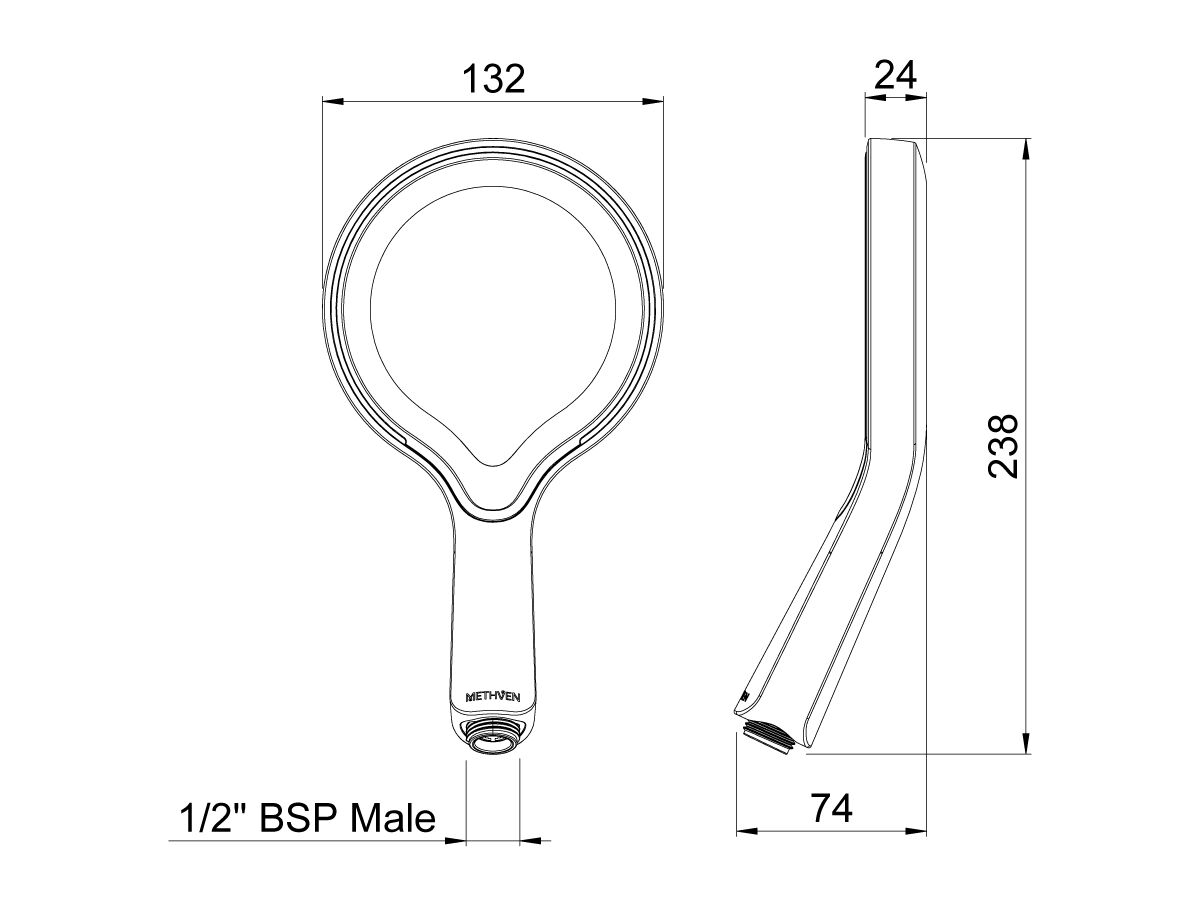 Methven Aio Aurajet Handset Only Matte Black (3 Star) from Reece