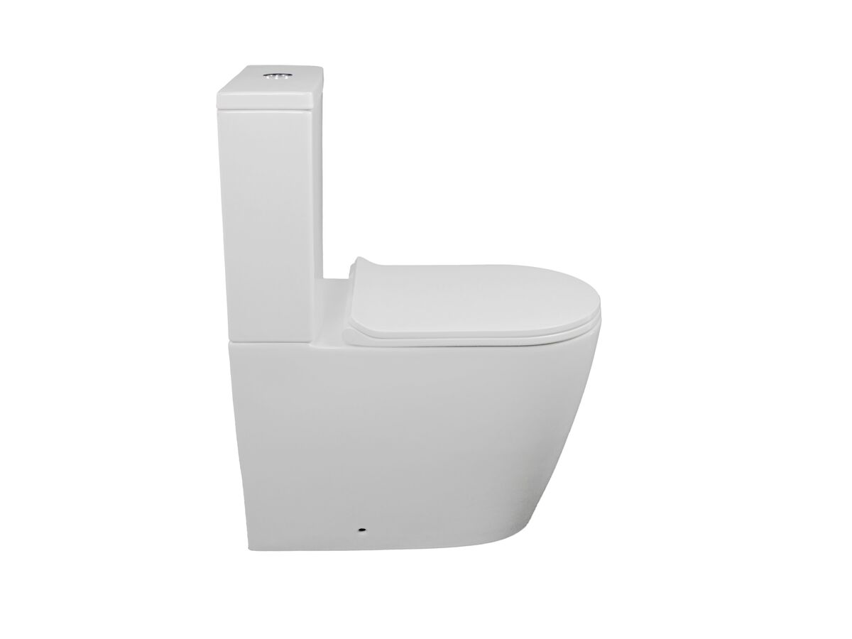 Kado Lux Close Coupled Back to Wall Overheight Back Inlet Toilet Suite with Thin Soft Close Quick Release Seat White (4 Star)