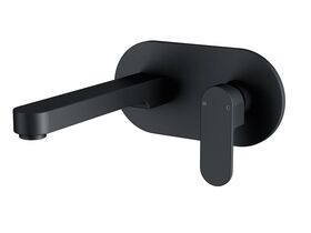 Mizu Soothe Wall Basin Mixer Set 200mm Matte Black (4 Star)