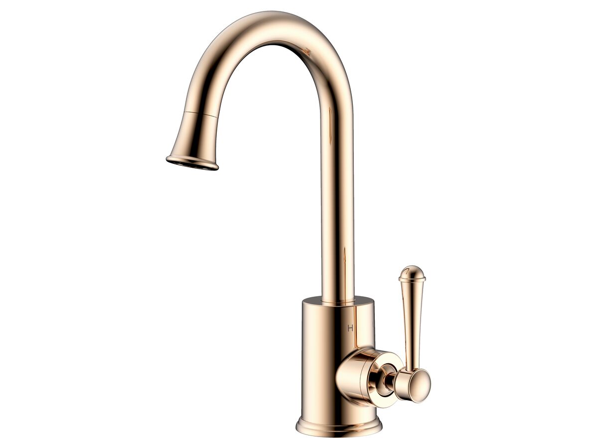 Posh Canterbury Gooseneck Basin Mixer Tap Brass Gold (4 Star) from Reece
