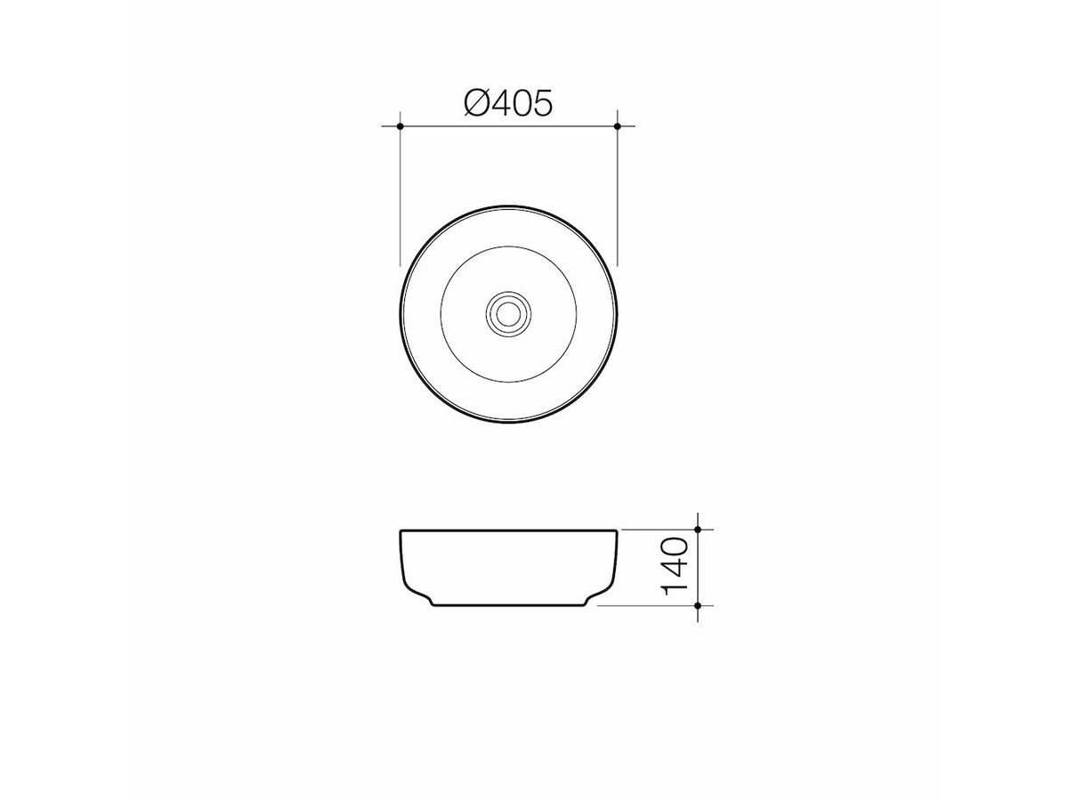 Caroma Tribute Artisan Round 405 Above Counter Vanity Basin No Taphole