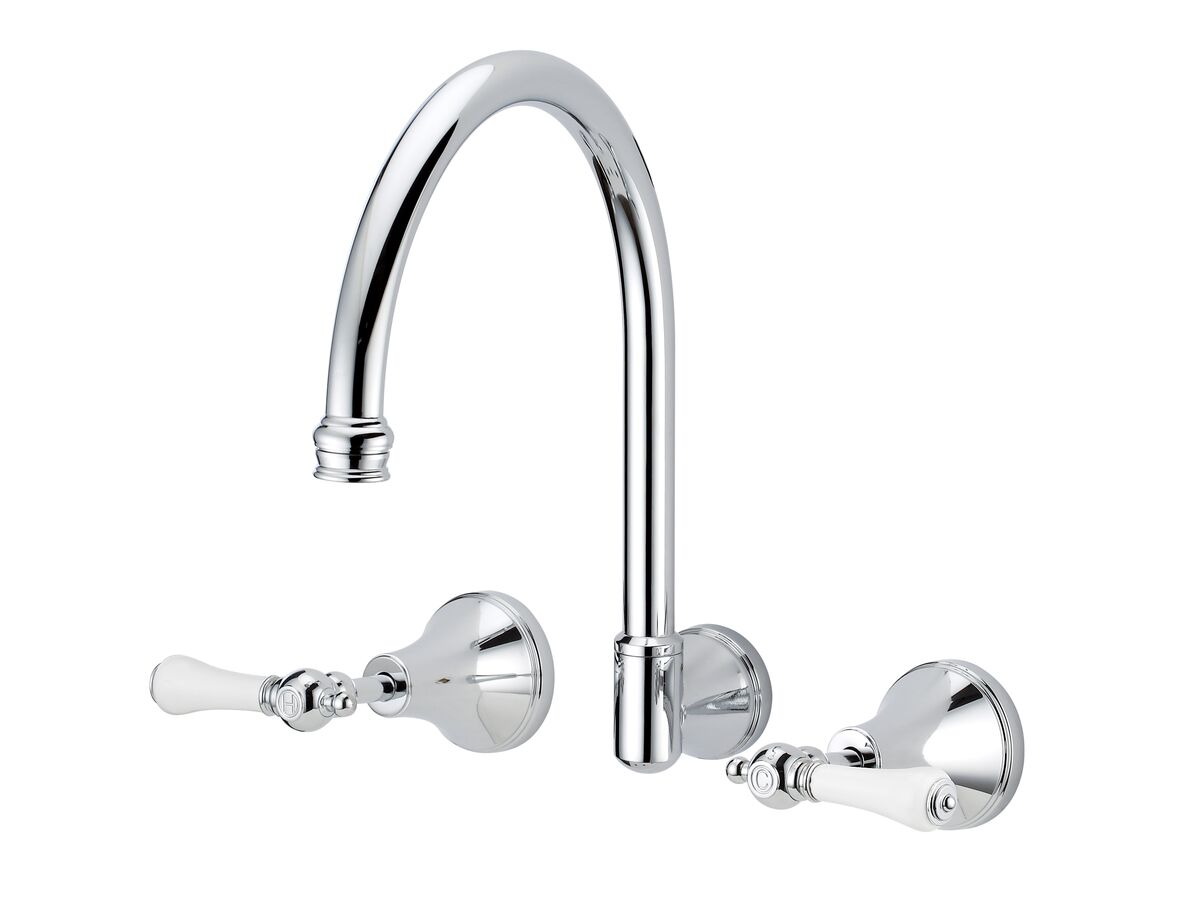 Kado Classic Wall Set Gooseneck Swivel Lever Porcelain/ Chrome (5 Star)