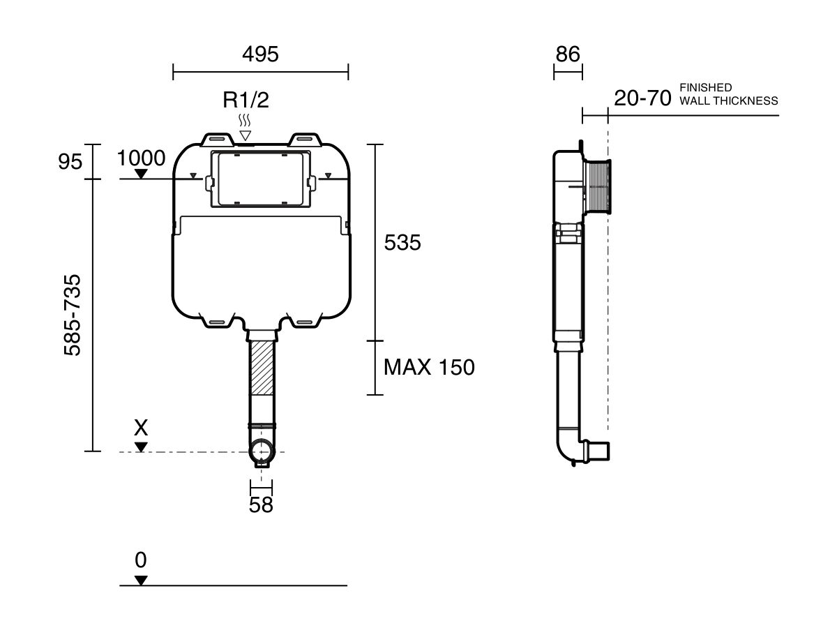 Hideaway+ Inwall Cistern Back to Wall (4 Star) from Reece