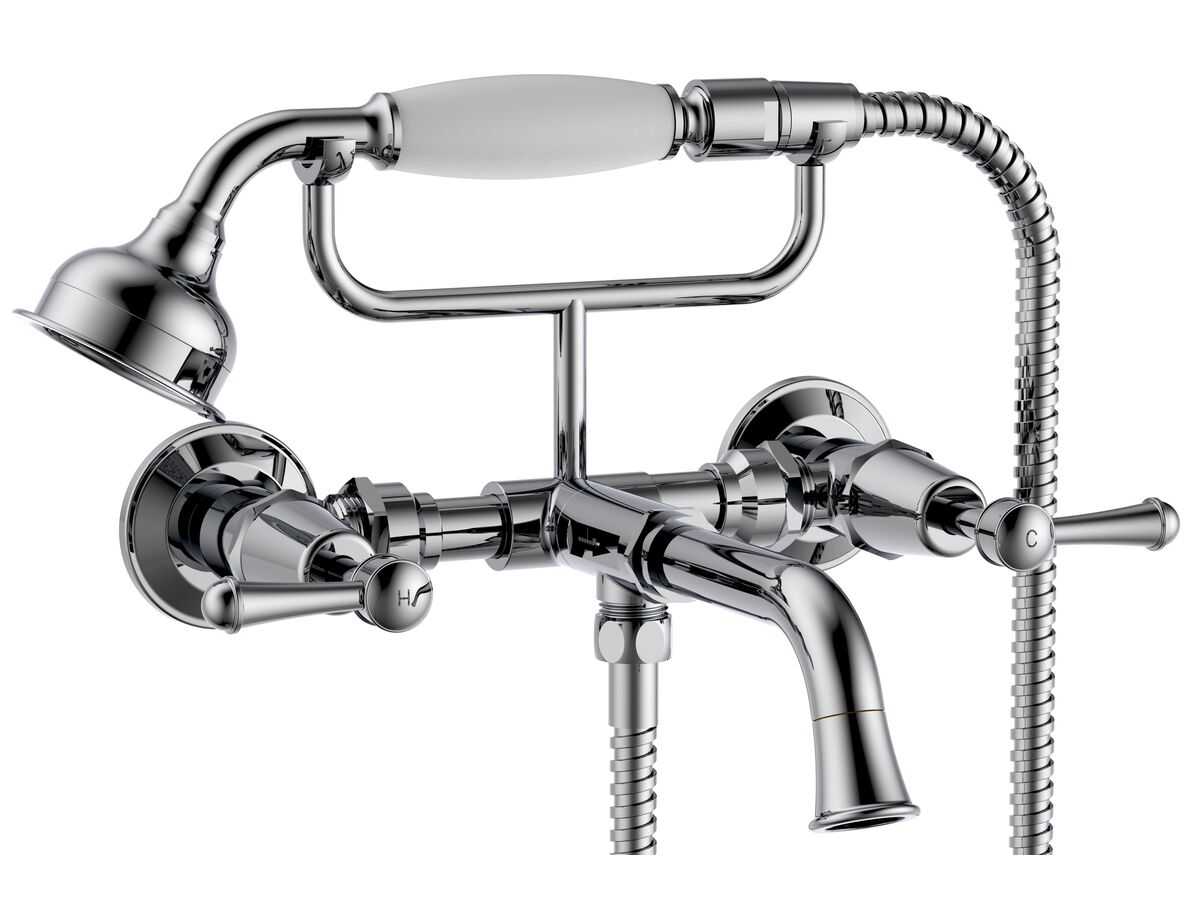 Posh Canterbury Wall Telephone Bath Set Lever Handles Chrome (3 Star) from Reece