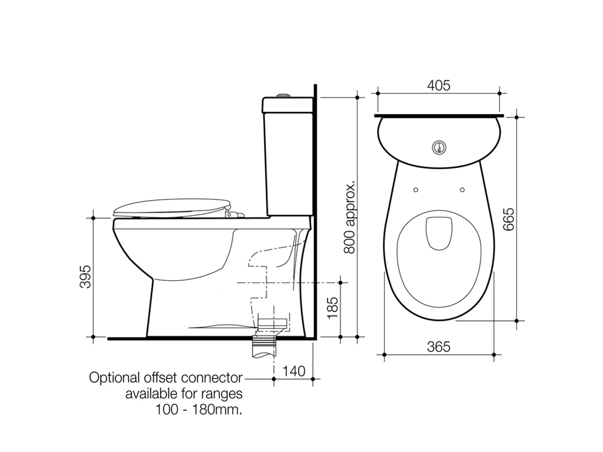 Caroma Profile II Close Coupled S Trap Bottom Inlet Toilet Suite Soft