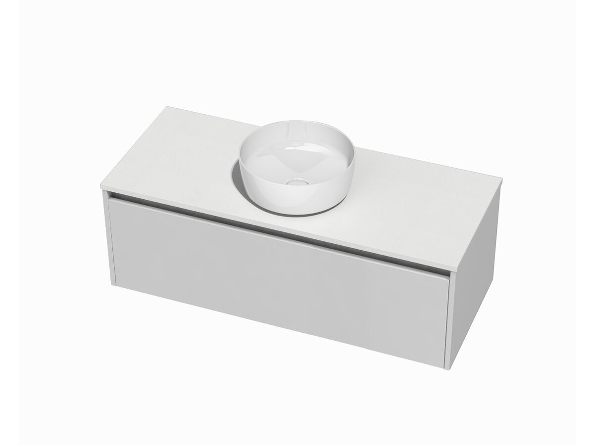 Kayla Wall Hung Vanity Unit 1200 Cherry Pie Centre 1 Drawer White No Basin