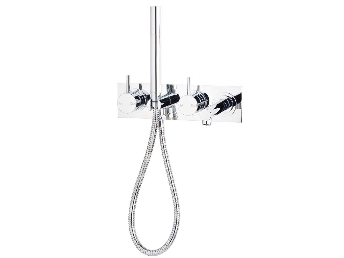 Scala Bath Mixer System Straight 160mm Outlet Left Hand Operation with Handshower Chrome (3 Star)