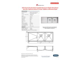 AFA Exact Double Bowl Inset / Undermount Right Hand Bowl Sink No ...