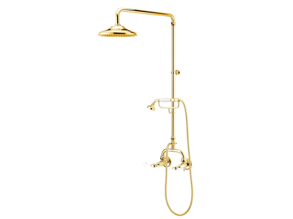 Kado Classic Exposed Telephone Style Shower Lever Porcelain Brass Gold (3 Star)