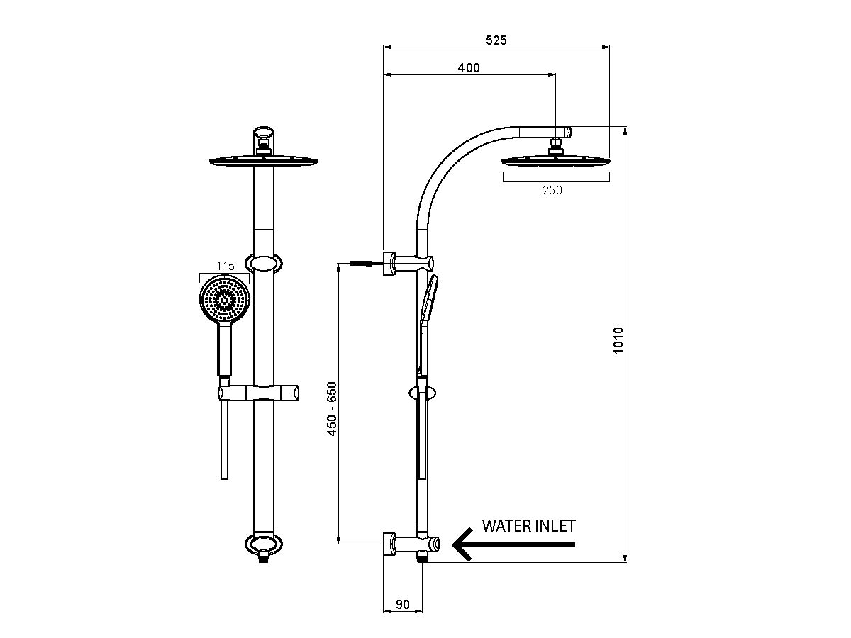 Nikles Pearl Twin Rail Shower Pearl Handpiece, Pearl 250 Square