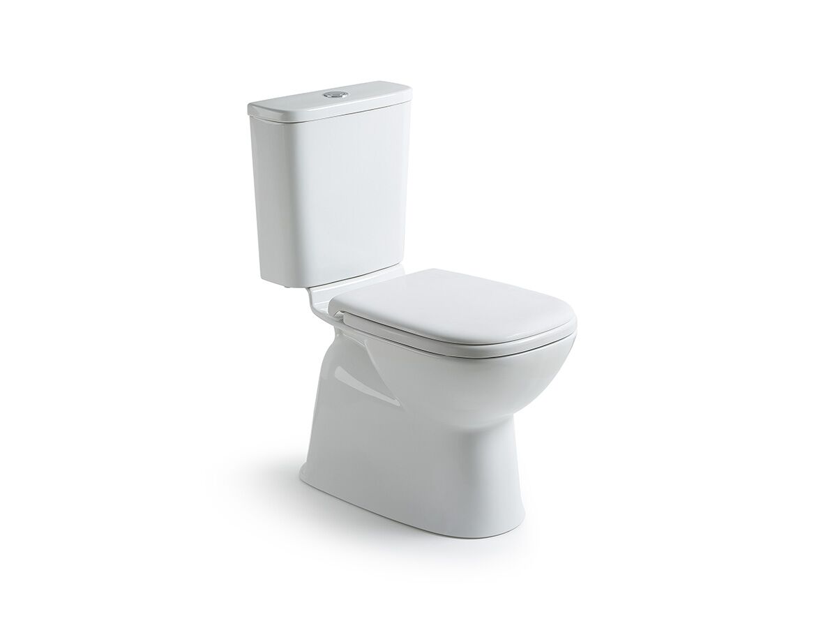 Posh Domaine Close Coupled Rimless Toilet Suite S Trap Soft Close Quick Release Seat White Chrome (4 Star)