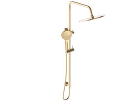 Mizu Drift Twin Waterrail with 300 Brass Overhead Brushed Gold (3 Star)