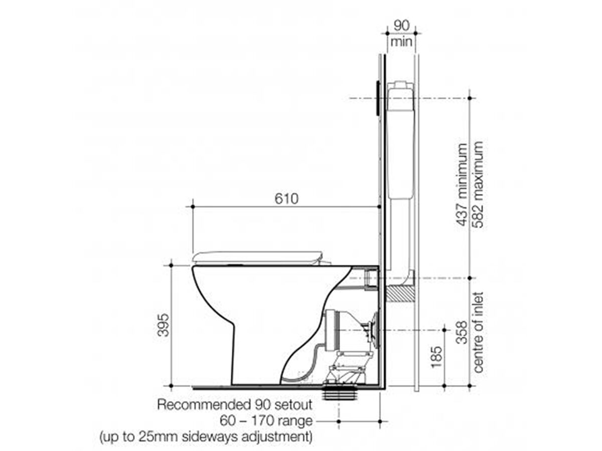 Caroma Metro Invisi II Wall Faced Toilet Suite with Soft Close Seat White (4 Star) from Reece