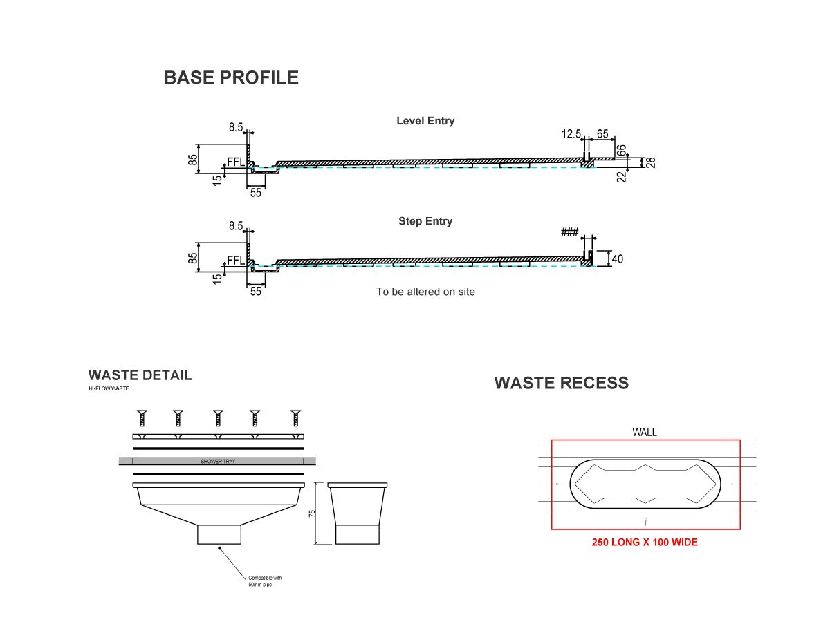 Glacier 2 Sided 1200 x 900 Shower Tray & Walk In Screen Left Hand Fixed