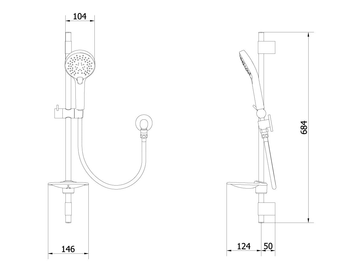 American Standard Single Rail Shower Round with Wall Water Inlet