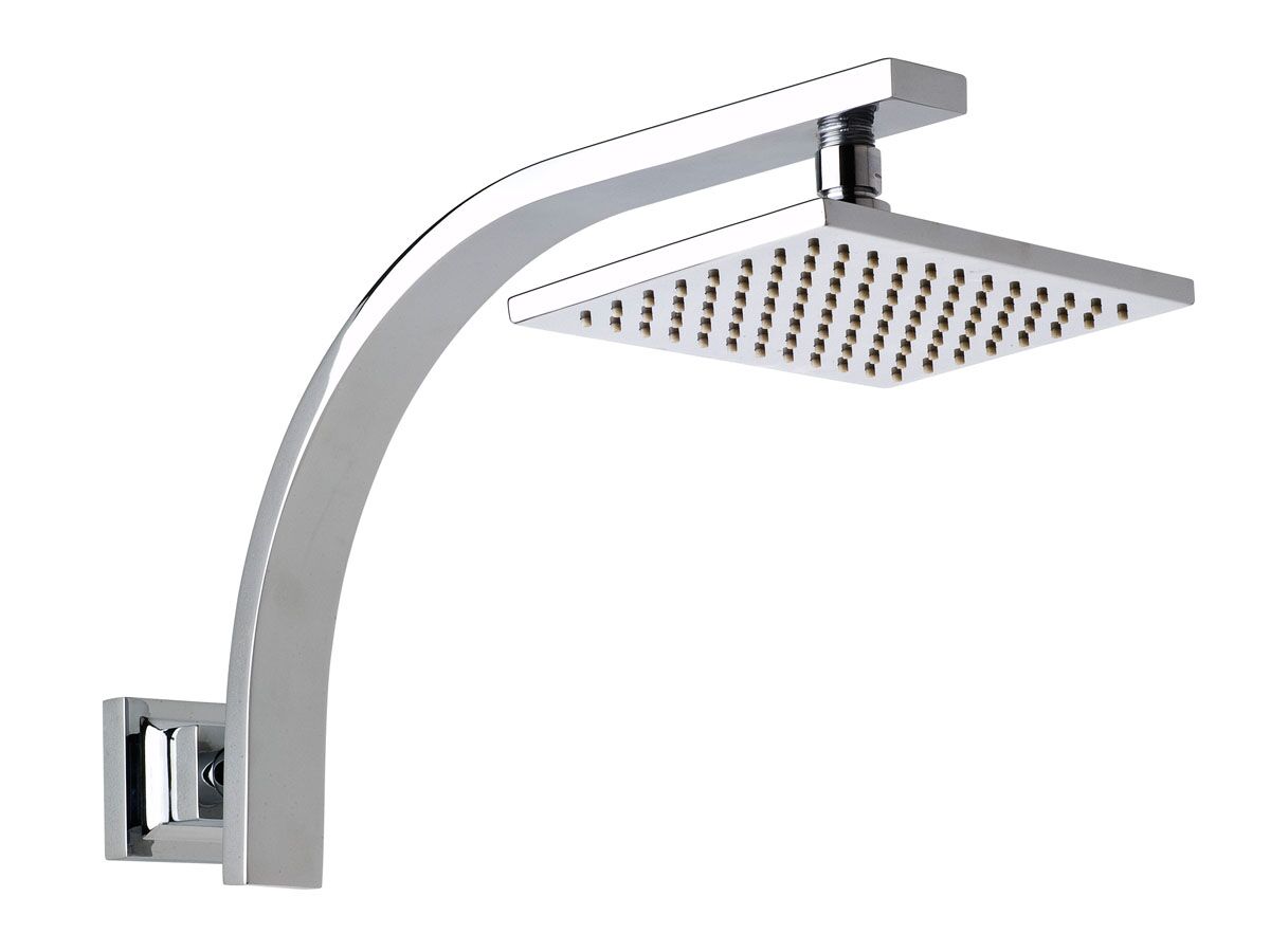 Luka Rectangular Wall Mounted Shower Head and Arm Chrome (3 Star) from