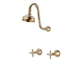 Kado Classic Gooseneck Shower Set Brass Gold (3 Star)