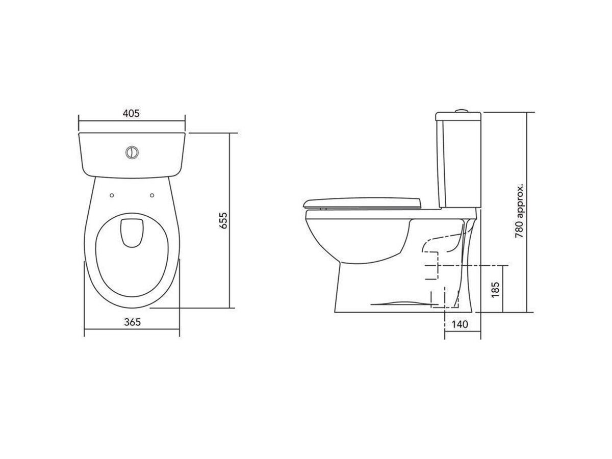 Venecia Close Coupled S Trap Toilet Suite Standard Close Seat White (4 Star)