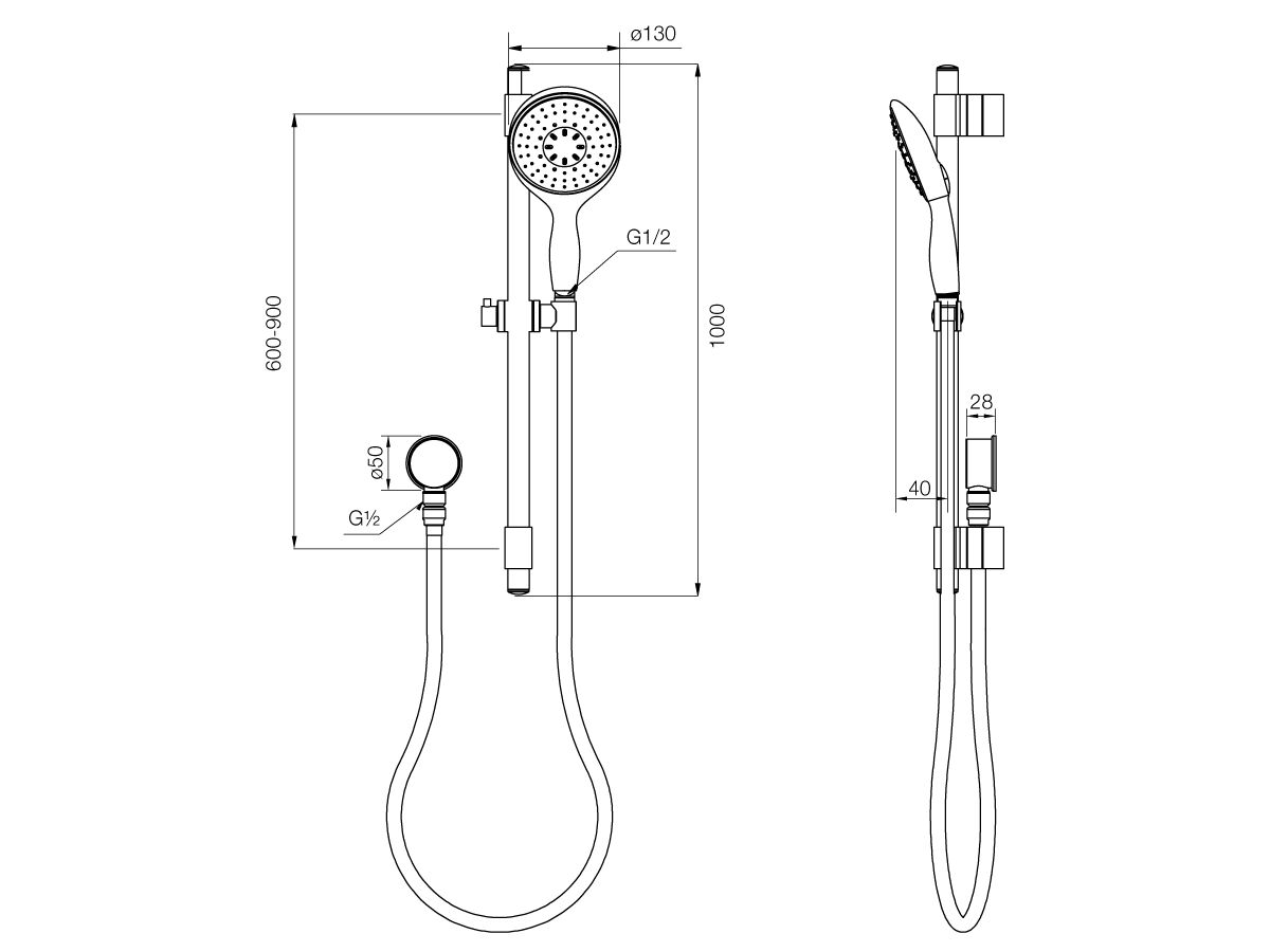 GROHE Power & Soul 4 Function Single Rail Shower 130mm with Wall Water Inlet Chrome (3 Star