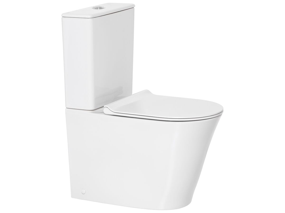American Standard Heron Square Hygiene Rim Back Inlet Close Coupled Back to Wall Toilet Suite with Soft Close Quick Release Seat White (4 Star)