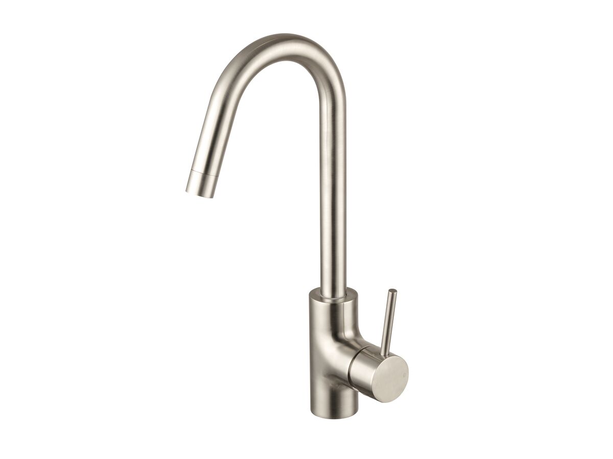 Mizu Drift MK2 Gooseneck Sink Mixer Tap Brushed Nickel (4 Star) from Reece