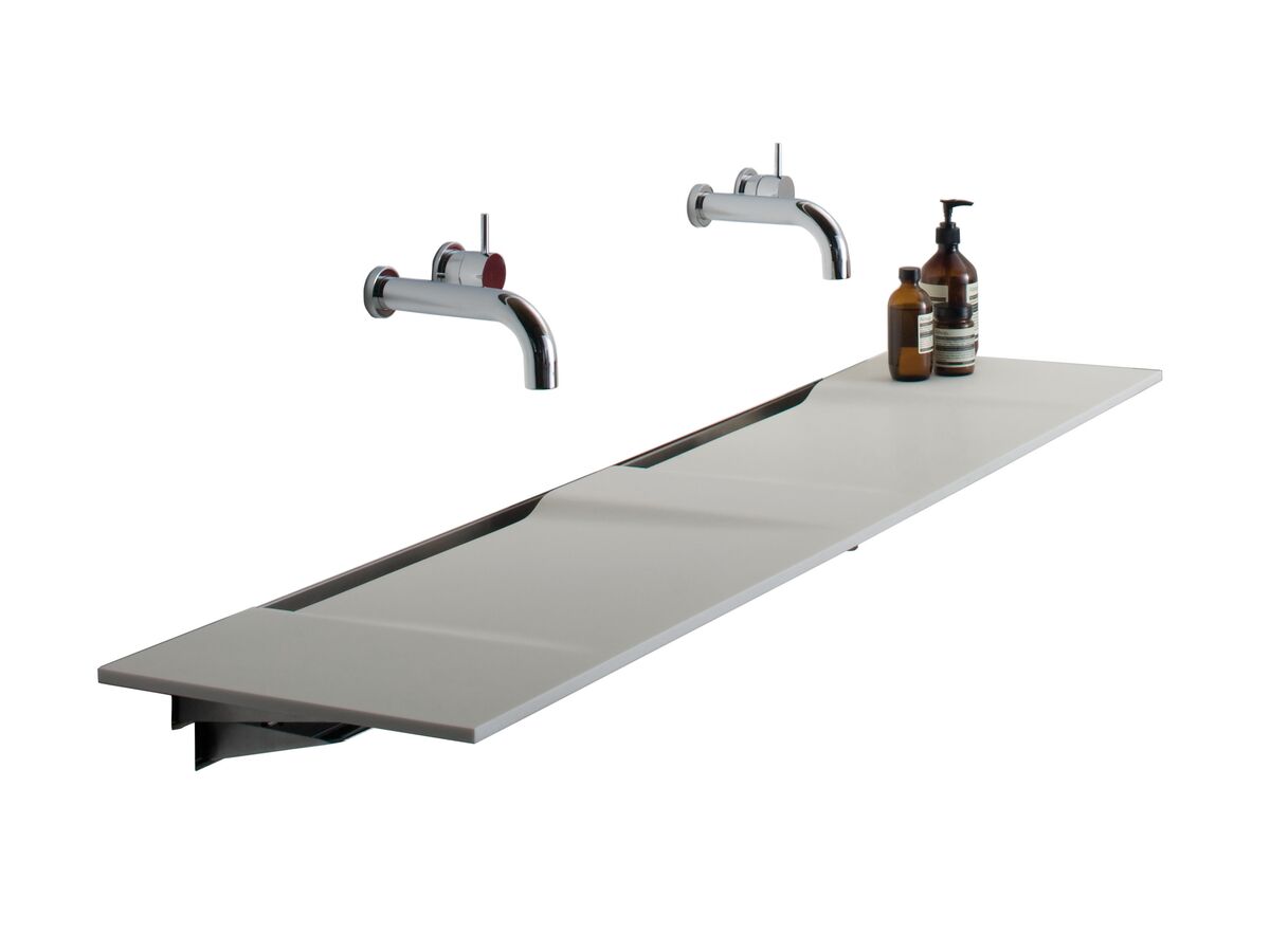 Linea Double Washplane 2100 Solid Surface White