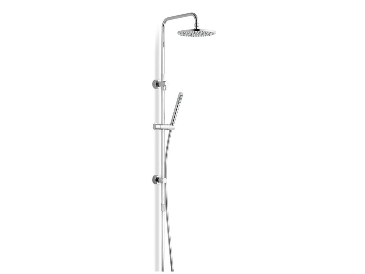 Nikles Square Twin Rail Shower with Stahl Handpiece, Techno 200 Brass