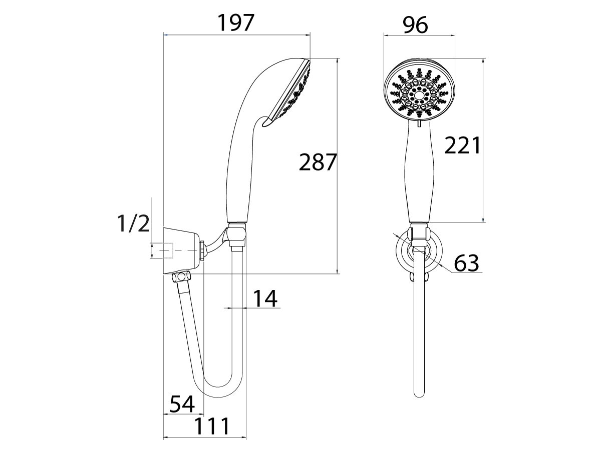 Posh Bristol Handshower with Water Inlet Wall Bracket Chrome (3 Star
