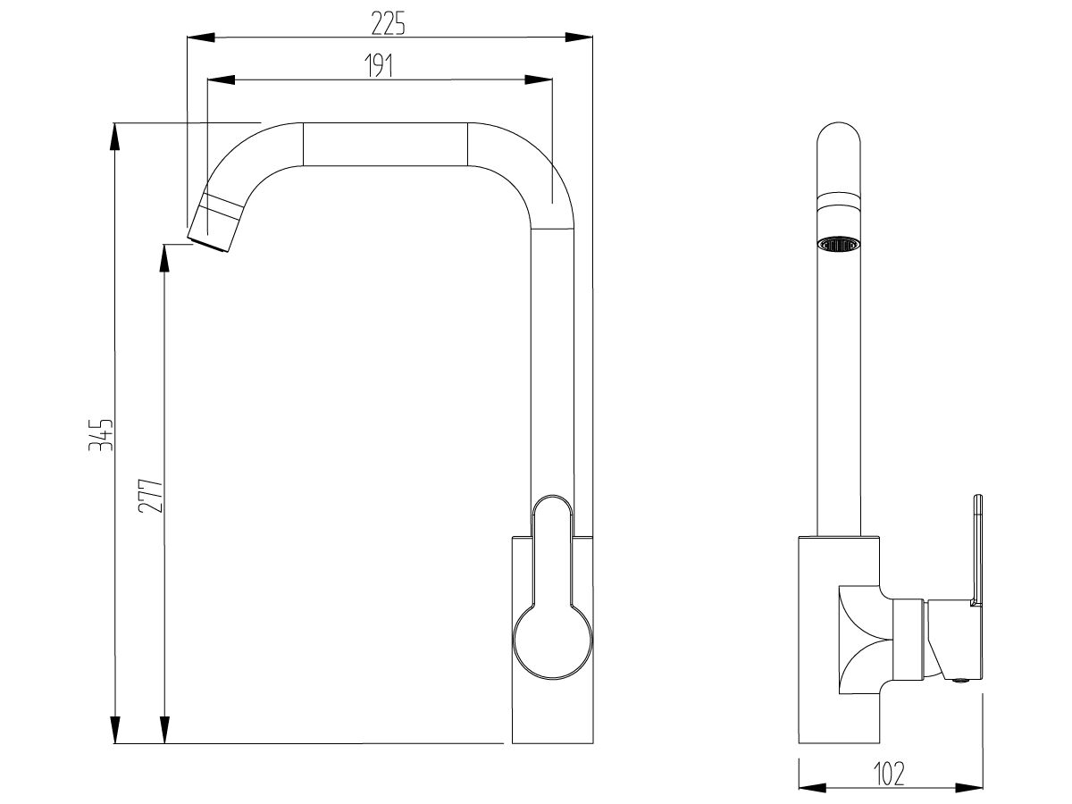Mizu Soothe Square Gooseneck Sink Mixer Tap Matte Black (4 Star) from Reece