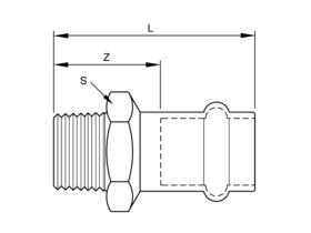 B-Press Stainless Steel Male Straight Connector 22mm x 1/2