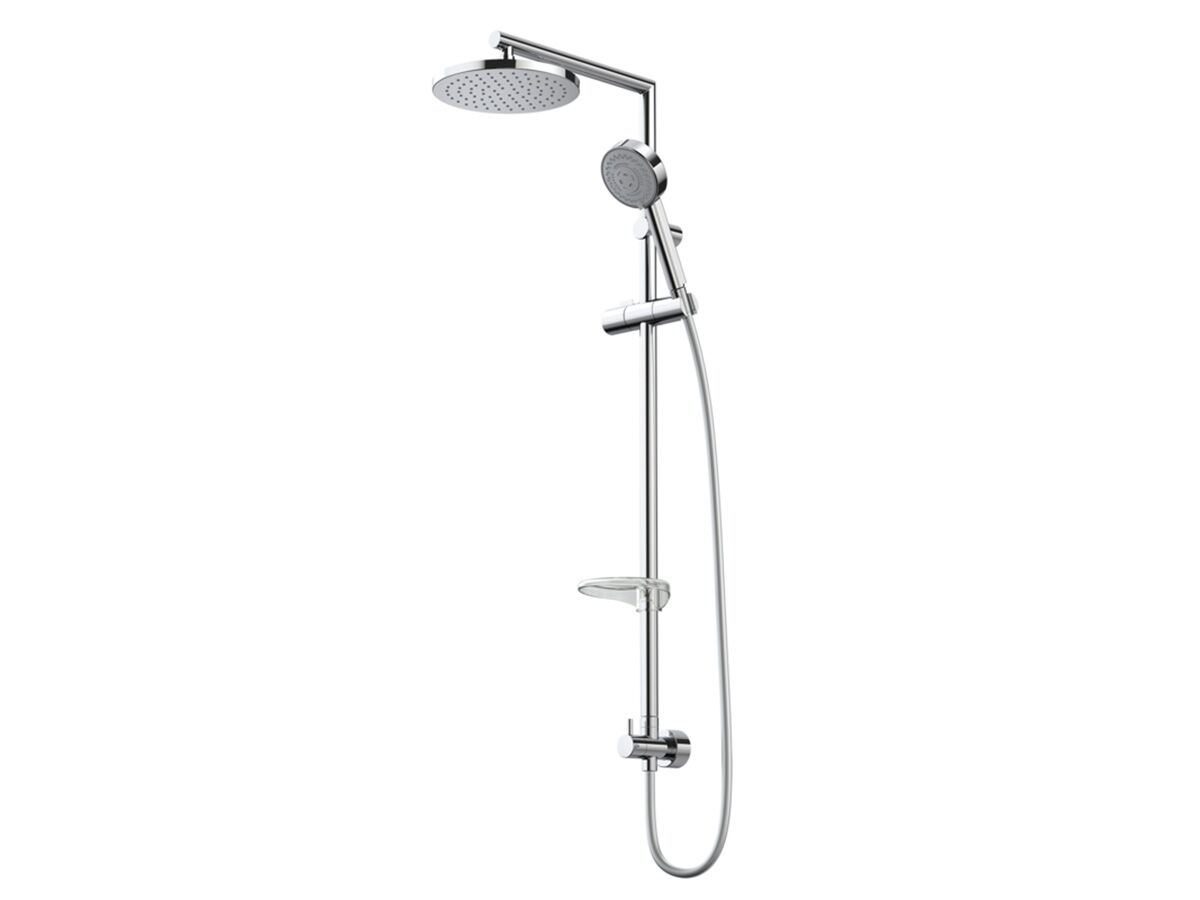 Caroma Essence Overhead Shower System & Hand Shower on Rail with Bottom