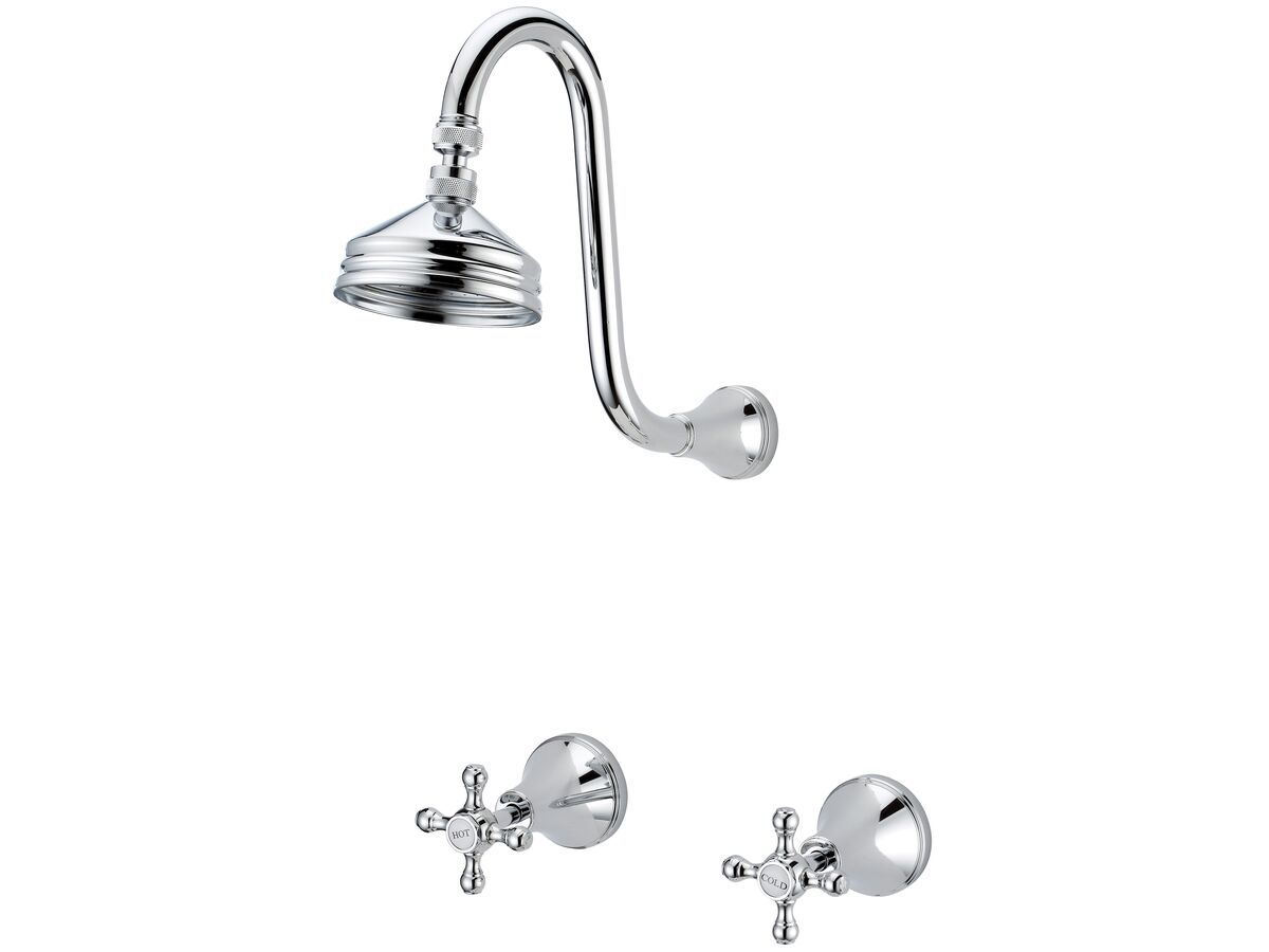 Kado Era Gooseneck Shower Set Cross Handles Chrome (3 Star) from Reece