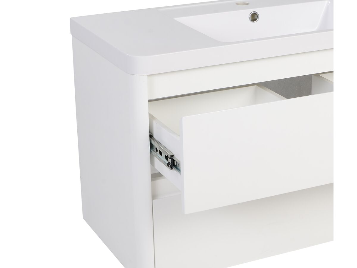 Posh Solus 900mm Wall Hung Vanity Unit 2 Drawer 1 Taphole with Overflow