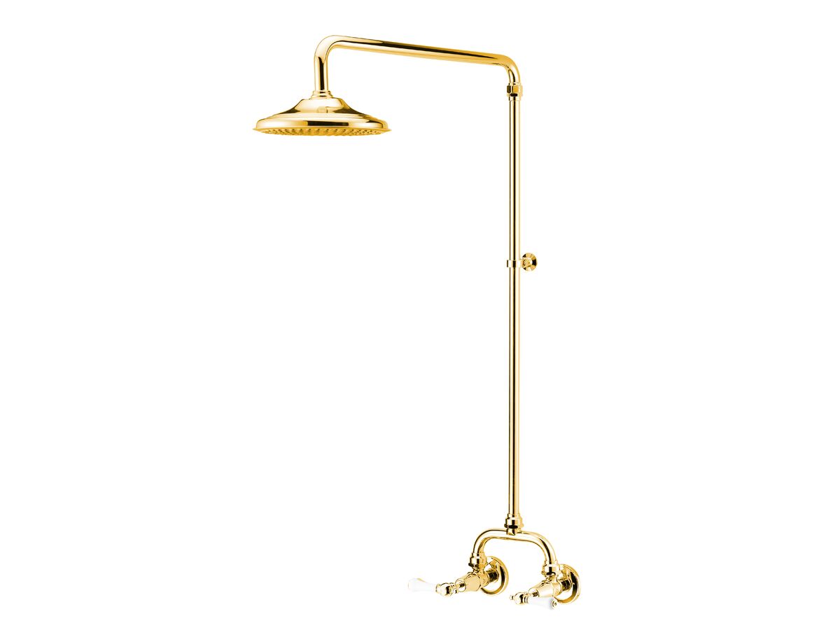Kado Classic Exposed Shower Set Lever 200mm Porcelain Brass Gold (3 Star)