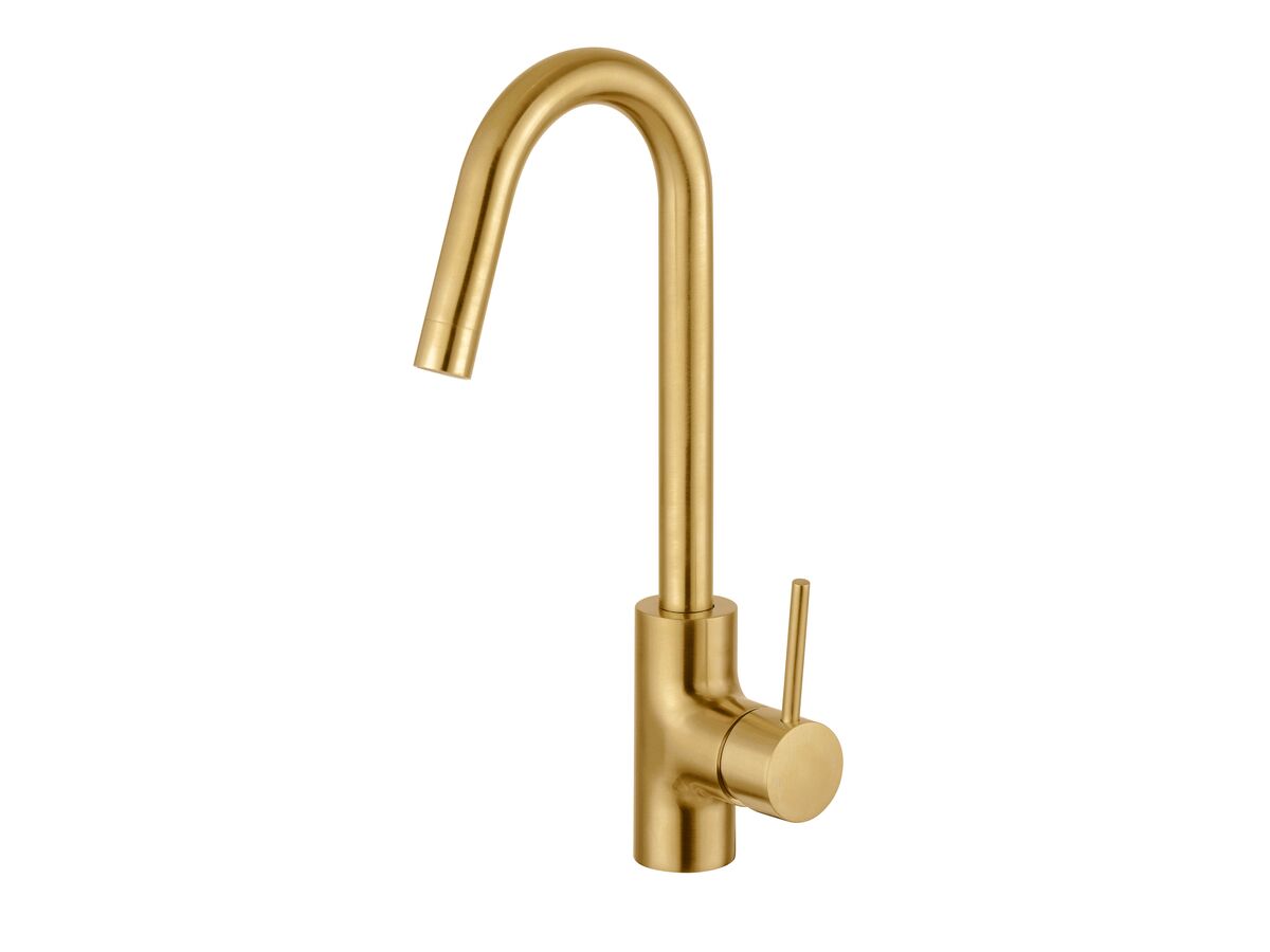 Mizu Drift MK2 Gooseneck Sink Mixer Tap Brushed Gold (4 Star) from Reece